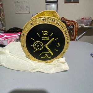 Gold and Black Watch-Shaped Bag